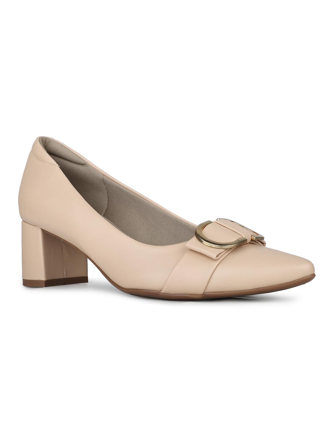 inc.5 Womens Women Beige Solid Pointed Block Heel Pumps Pump-picture-17