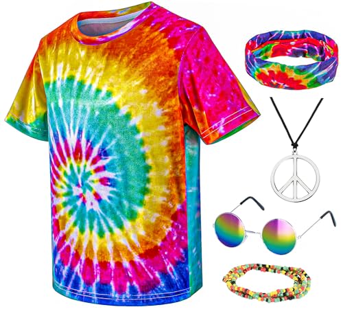 Disfraz Hippie Infantil 60s 70s 5 Piezas para Niños miniatura 3