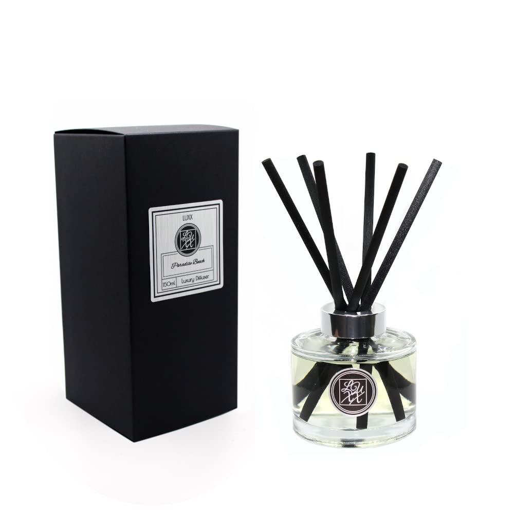 Luxx Orange Creations - Large Fragrance Reed Diffuser 150Ml (Paradise Beach) Amber, Coconut, Vanilla & Almond