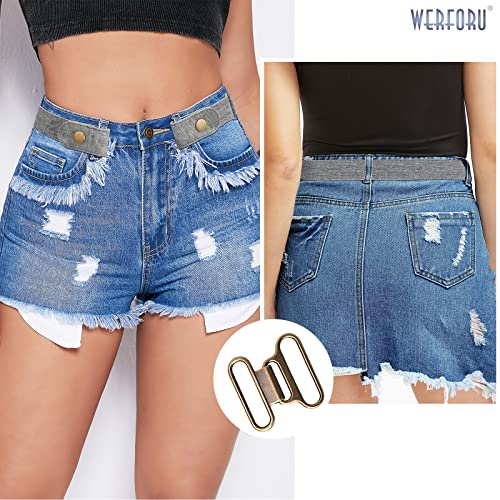 Image of WERFORU No Buckle Stretch Belt for Women and Men Elastic Waist Belt up to 72 Inches for Jeans Pants