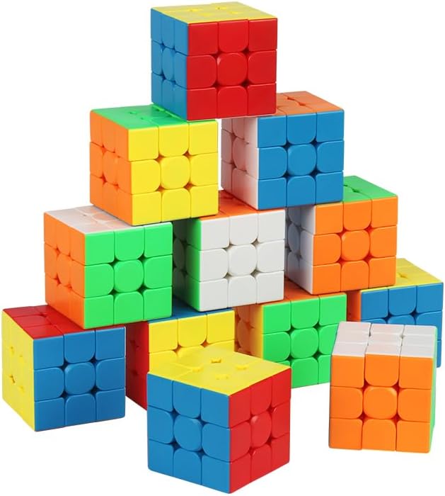 Cuberspeed 12pcs Cube Bulk 2.2 inches Magic Cube for Cube Party Favors 3x3x3 Stickerless Full Size 3x3 Magic Cube 56mm Gifts for Kids of 12 Pack Speed Cube Bulk