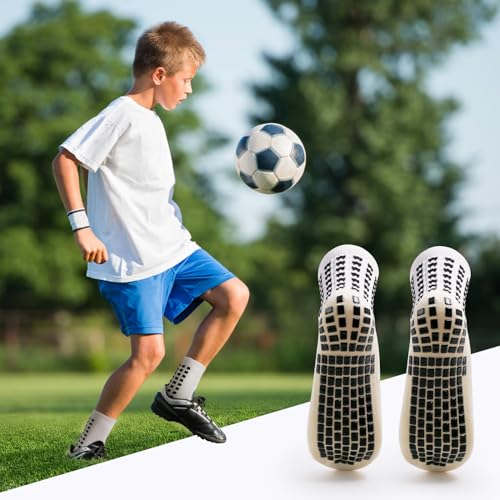 Yufree 4 Pairs Youth Grip Soccer Socks Grip Socks Kids Boys Girls Athletic Sport for Baseball Football Basketball4