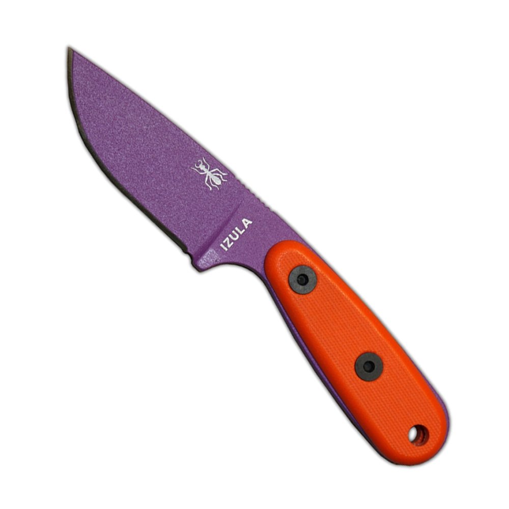ESEE Izula Purple Fixed Blade Knife w/Orange G10 Handles and Molded Polymer Sheath