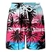 16-18 Years Hawaiian Casual Beach Shorts for Big Kids Elastic Waist Drawstring Bottoms Teens Boys Fashion Shorty Trousers with Pockets Hot Pink