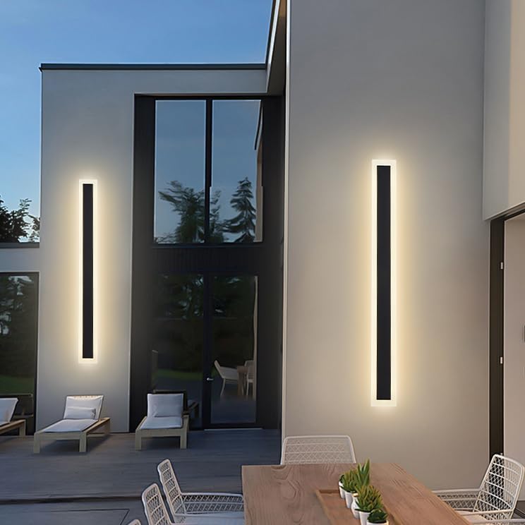 Miniatura 6 de Paquete de 2 luces de pared largas para exteriores, lámpara regulable lineal negra, lámpara LED de pared exterior, lámpara de pared impermeable Ip65