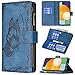 Produktbild Hancda Hülle für Samsung Galaxy A52s 5G / A52, Handyhülle Leder Case mit Kartenfach Geldfach Geldbörse Brieftasche Schmetterling Cover Klappbar Magnet Flip Handytasche für Galaxy A52s 5G / A52,Blau
