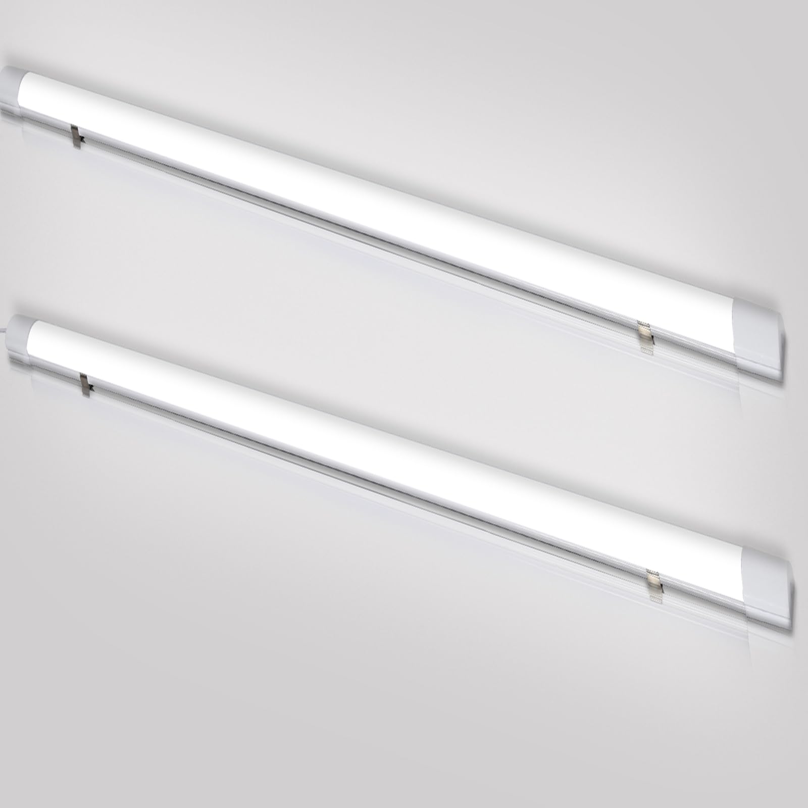 Herrselsam Lampa sufitowa LED 60 cm, rura LED 18 W, 1530 lm, do wilgotnych pomieszczeń, 4000 k, neutralna biel, linkable neonowe LED IP65, lampa sufitowa do warsztatu, garażu, pod podłogą, 2 sztuki