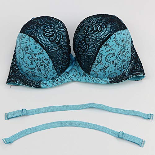 Women Lace Embroidered Bra And Panty Set Plus Size Underwire Everyday Bras Blue #TOP5