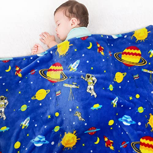 Image of Lukeight Toddler Blanket for Boys and Girls, Plush and Thick Blanket Birthday Gifts for Toddler and Baby (Space, 30x40 Inches)