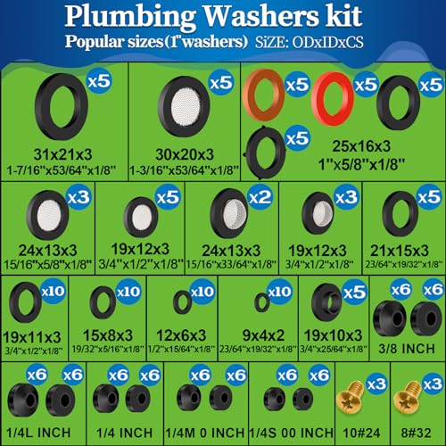 Zdbb 001075 37 Size 3-In-1 Spigot Repair Washers & Hose Gasket & Faucet O-Rings Kit 1075 Pcs Universal Plumbing Rubber Washers Assortment Kit thumb #3