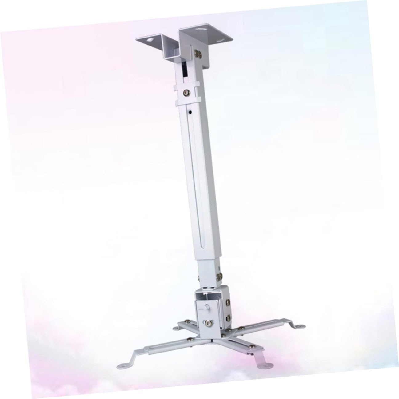 Operitacx Supporto Proiettore da Soffitto Regolabile in Ferro Bianco Bracci Doppi Articolati e Inclinazione Regolabile, Capacità 15kg, per Montaggio Parete o Soffitto