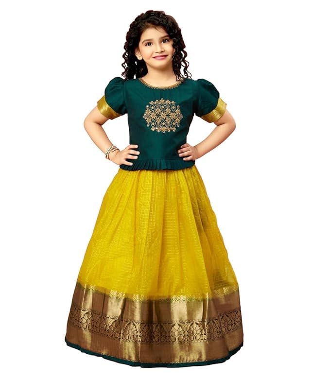 New latest Girl's Tissue checks readymade Lehenga choli for girls dress