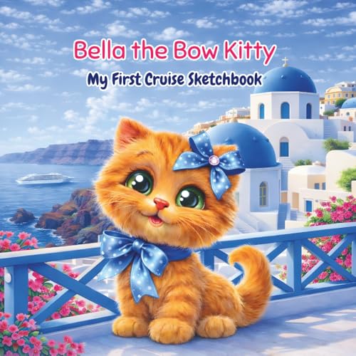 Bella the Bow Kitty: My First Cruise Sketchbook: Blank Travel Sketchbook for Kids: 100 Pages of 8,5×8.5 Drawing Paper, Portable Kids Travel Activity Book for Boys and Girls ages4-8 image 2