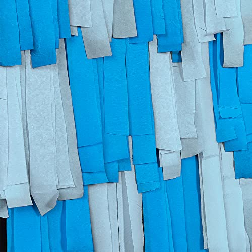 PartyWoo Flâmulas de Papel Crepom 4 Rolos de 328 Pés, Pacote de Tons de Papel Azul para Decorações d