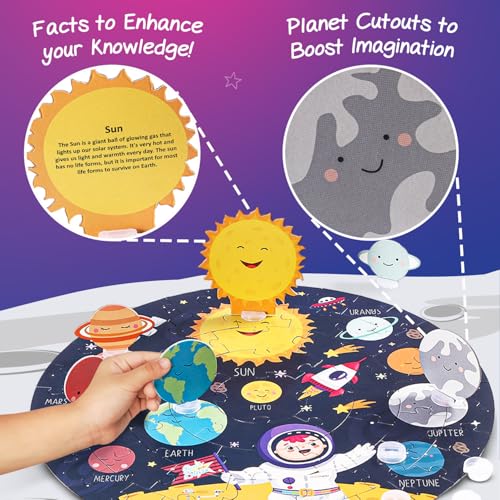 Image of Intelliskills Premium Pick-A-Planet Solar Jigsaw Puzzle for Kids, 3D Puzzle With Double-Sided Flashcards &Stands, Educational Space Puzzle for 3+ Year Old, Birthday Gift for Boys &Girls, BIS Certified