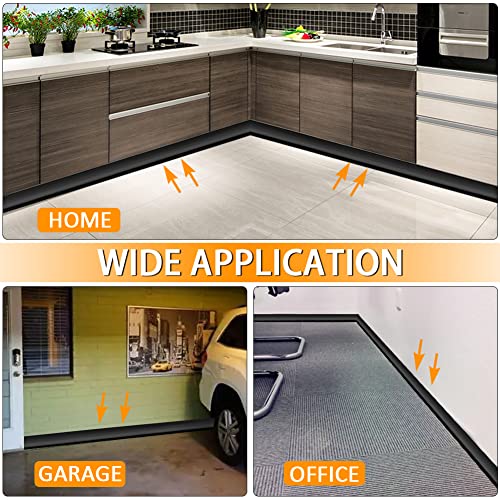 Vinyl Wall Base 4" Vinyl Baseboard Molding Flexible Vinyl Floor Base With 1" Crease Rubber Base Molding For Wall Easy To Install Use To Cover Wall Crevice (5" Wide X 19.7' Long, Black) #TOP6