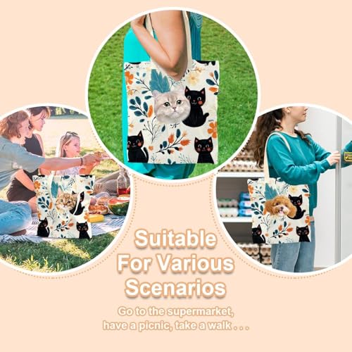 Bolsa de transporte para mascotas con diseño de gatos negros y flores 8