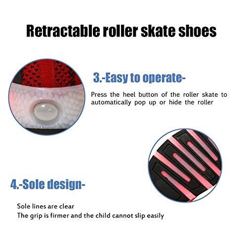 Led Light Up Kids Roller Skate Shoes for Girls Boys with Single Wheel Sneaker Shoes USB Charge Roller Skate Flashing Sneakers for Girls Boys GiftRed-USA 5 6