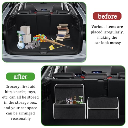 HIAHXC Kofferraum-Organizer-Tasche, Faltbare Kofferraum-Organizer-Aufbewahrung, rutschfeste Filz-Kofferraum-Tidy Tasche für Aufbewahrung von Auto-Werkzeugen & Innen-Deklutter - Geeignet für alle