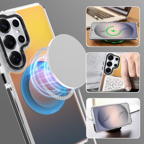 Image of Magnetic for Samsung Galaxy S26 Ultra Case with 360 Stand [Compatible with Magsafe] [Fluorescent Design] [1 Screen Protector] Slim Translucent Matte Case for Galaxy S26 Ultra 6.9 inch, Black