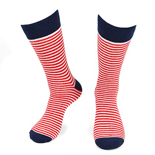 BG Premium Dress Socks for Men. Classic and Formal Apparel Patterned Socks, 3 Pair Set with a Gift Box - Red, White, and Blue4