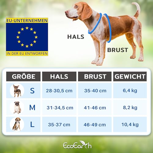 Hundegeschirr + Leine - Mittelgroß, Schwarz - Weich gepolstert, No Pull Design Haustiergeschirr + Reflektierende Streifen für Kleine + Mittelgroße Hunde - von EcoEarth