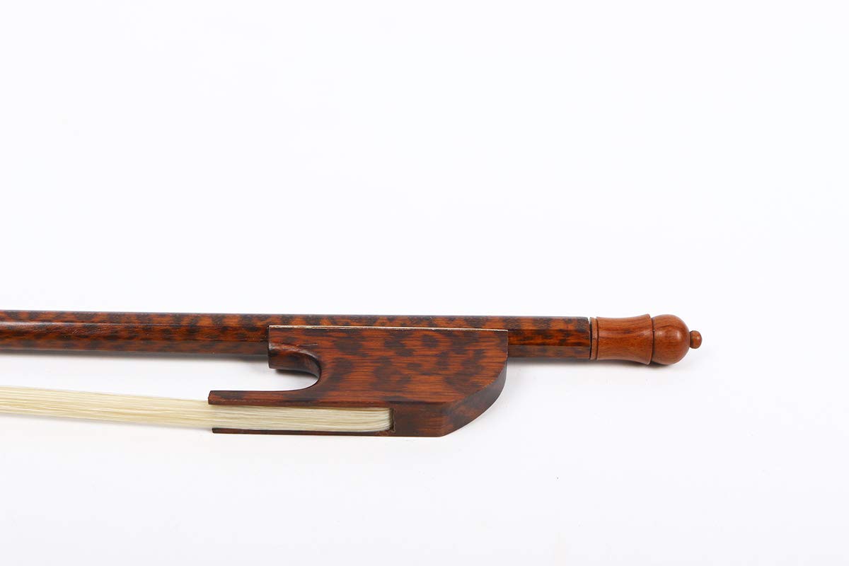 Yinfente Arco de violín 4/4 tamaño completo de madera de serpiente, estilo barroco, madera exterior, arco natural, pelo de caballo, equilibrio