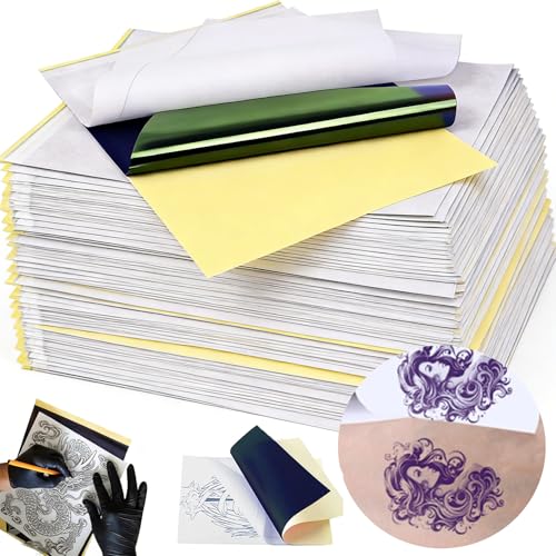 Image of Tattoo Stencil Paper 100 Sheets, Urknall Transfer Paper for Tattooing | A4 Szie Professional Stencil Papers - 4 Layer for Crisp & Clear Tracing, Tattoo Supplies for Studios, Artists & Beginners