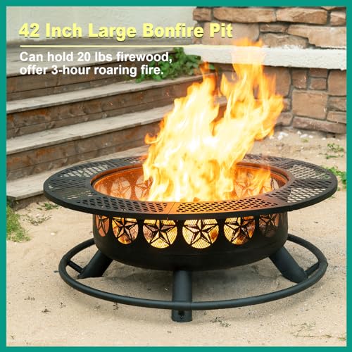 Verdeluxe 96185 42 Inch Bbq Fire Pit With Grill, Large Outdoor Wooding Burning Fire Pit thumb #3