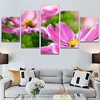 SIGNWIN 5 Panel Canvas Wall Art Modern Art Bohemian Bouquet Colorful Cool Floral Group Multicolor Photography Realism for Home Decorations Ready to Hang - 60