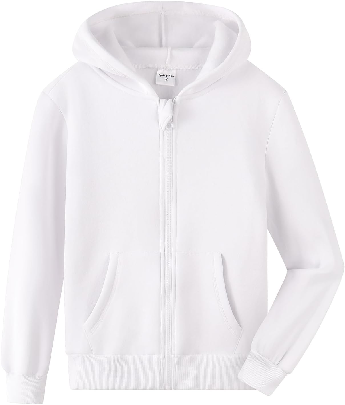 Spring&Gege Youth Solid Fleece Hoodies Soft Full Zip Hooded Sweatshirts for Children (3-12 Years)