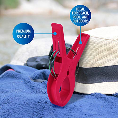 Beach Towel Clips - 20 Pack Chair Clips For Beach Towels Cruise - Red, White And Blue Jumbo Beach Towel Chair Clips - Heavy Duty Clips For Laundry, Beach, Pool Or Cruise Ships #TOP2