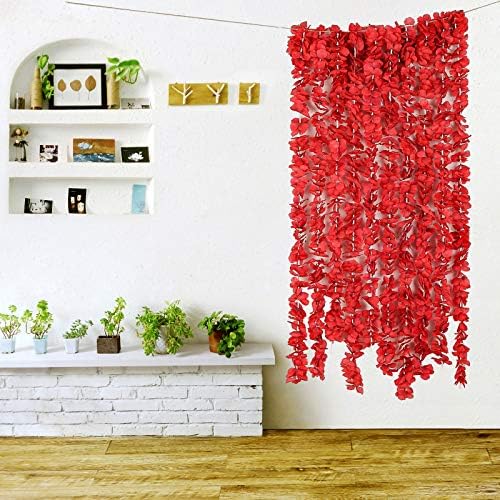 Hawesome 10Pcs Artificial Flowers Hanging Garlands Silk Wisteria Vines Hydrangea Flower Total 33Ft Decorations for Wedding Party Home Office Garden Wall Hanging Decor in White Pink Red Purple