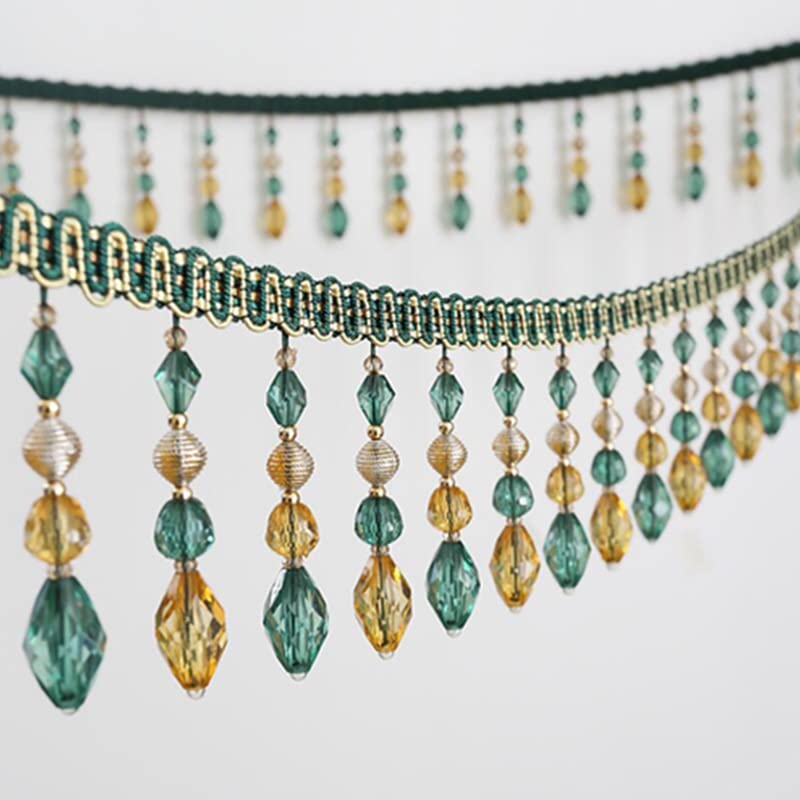 Dentelle de rideau, garniture de franges, garniture de perles tressées à suspendre pour coudre le bord de la couverture du rideau, pendentif décoratif, franges, décoration de table de maison (couleu