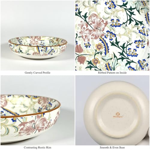 Image of SNS Botanical Bloom Decal Ceramic Serving Bowl | Premium Salad & Snacks Bowl | Semi-Matt Floral Dinnerware for Oats Pasta Fruits & Desserts | Tableware for Gifting (Kitchenware Bowl)