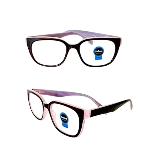Armação Óculos Grau p/Perto Retangular Gatinho Rosa com Preto Para Leitura