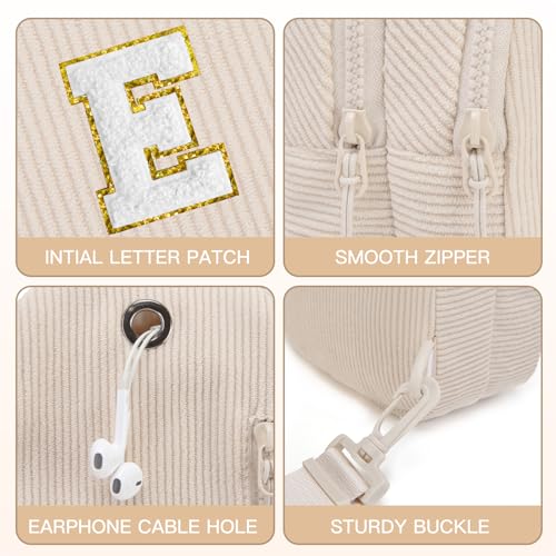 Image of Viverte Small Corduroy Sling Bag Initial Crossbody Bag Fanny Pack for Girls Personalized Birthday Gifts for Teen Girls Gifts