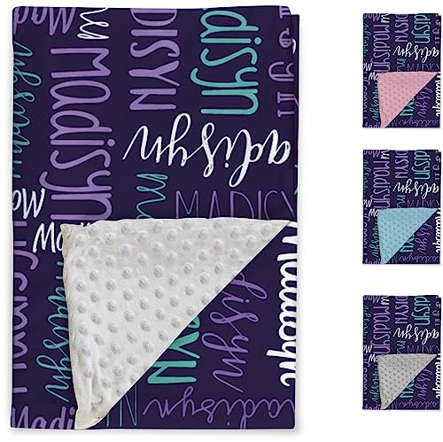 Image of Custom Baby Blanket - Personalized Names Design - Soft Plush Blanket with Double Layer Dotted Backing for Boys Girls Color03(47x60 inches)