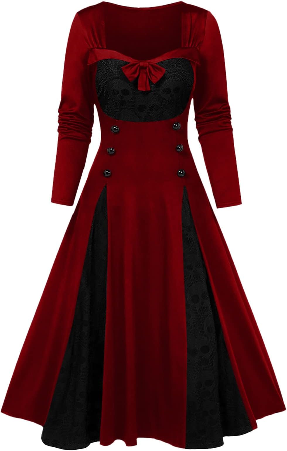 TURWXGSO Women Gothic Punk Dresses Clearance Plus Size Halloween Dress Medieval Renaissance Cosplay Long Dresses Solid Color Cold Shoulder Butterfly Sleeve Lace Up Dress UK Size