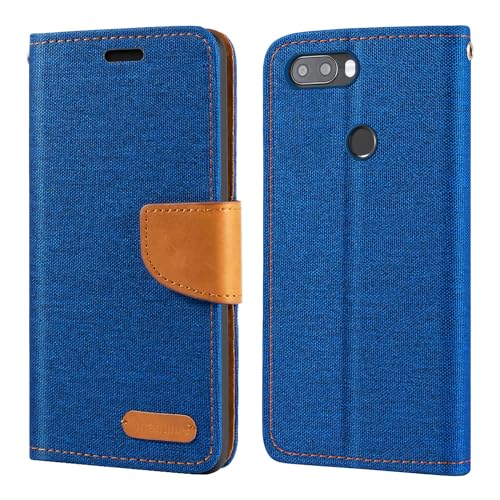 Shantime Oxford Stoff Flip Wallet Hülle Kompatibel mit Gigaset GS370 Plus, Robuste Magnetische Hülle mit Kartenfächern & Standfunktion(Blau)