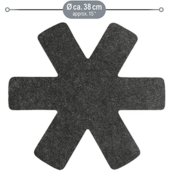 COM-FOUR 6x oslony na patelnie Ø 38 cm wykonane z filcu - Odporne na cieplo oslony na patelnie chroniace przed zarysowaniami - Mata ochronna na patelnie równiez do garnków 06 sztuk - czarny