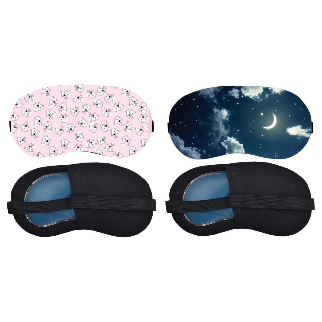 Aoxeria Pink Mini Unicorn Pattern, Crescent Moon Clouds Sleeping Mask Combo, Soft Comfortable Light-Blocking Eye Cover for Women, Men & Kids, Reusable Blindfold for Night Sleep, Nap (Pack of 2)-image-39