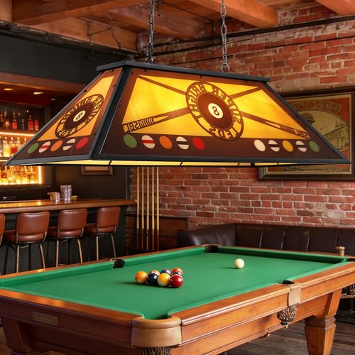 Obihivlo 4-Light Pool Table Light Fixture for 7\' 8\' 9\' Tables, Vintage Billiard Table Lighting with Billiard Shade, Farmhouse Chandelier for Game Room, Basement, Bar, Dining Room
