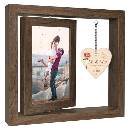 EYITUPC Rotating Mr and Mrs Photo Frame Wedding Gifts for Bride and Groom
