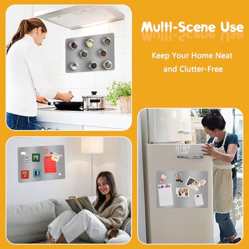 2 Stück Magnettafel Magnetboard, 42 x 30 cm Edelstahl Magnettafel für Küche, A3 Magnetwand für Kinderzimmer, Notizen, Fotos, Büro und Wohnung, Silber