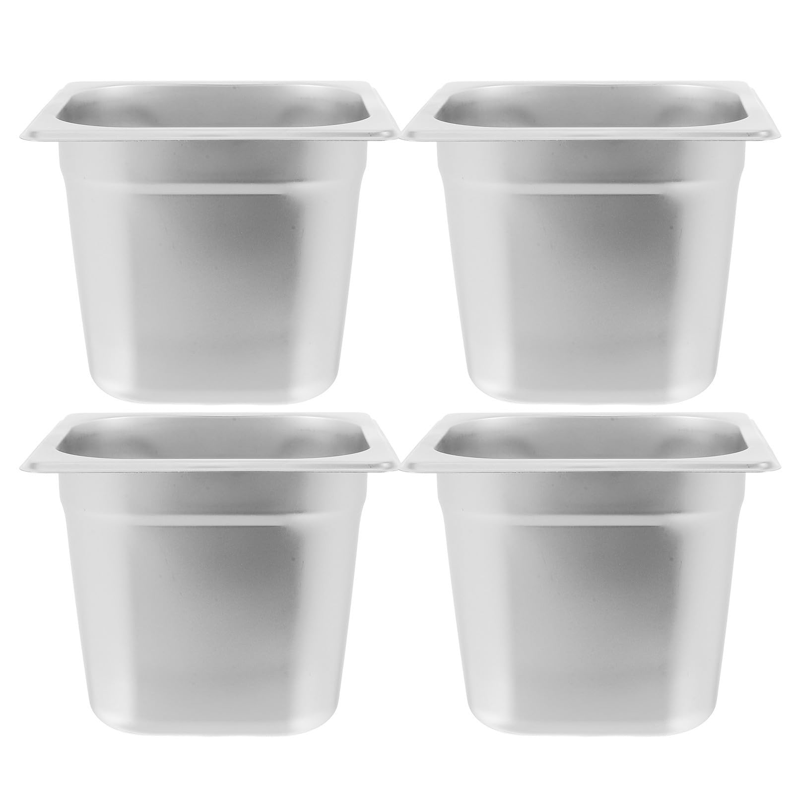 Set de 4 Bandejas de Vapor de Acero Inoxidable 1/6 Tamaño Capacidad Grande y Diseño Elegante para Hoteles y Restaurantes, Fácil de Limpiar y Profesional