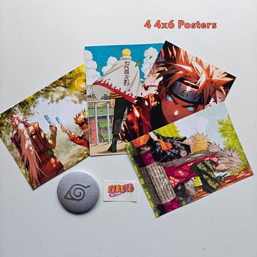 Image of TenorArts Naruto Gift Box Merchandise - 5x7 Inches Laminated Photo Frame,1 Naruto Keychain, 1 Badge, 4 4x6 inches Posters, 10 Multi sized Stickers - 5 items in 1 Box | Perfect for Gifting Anime Fans