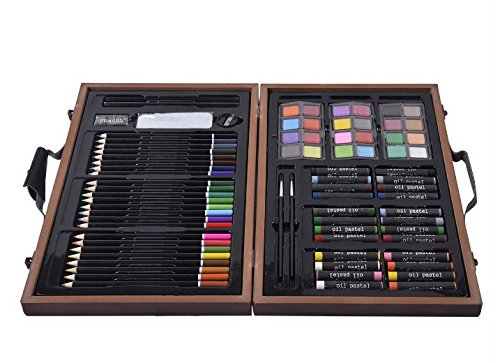 80-Piece Deluxe Art Set Drawing And Painting W/ Wood Case & Accessories (Us) #TOP3