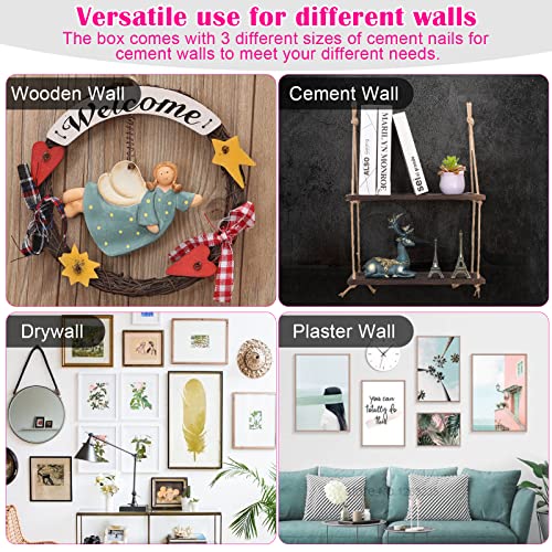 Image of Picture Hanging Kit, 315pcs Hanging Hardware with Hooks, Wire, Nails, D Ring, Wall Hanging Kit with Hangers, Magnetic Level and Small Pink Claw Hammer, nails for hanging pictures for Home Decor