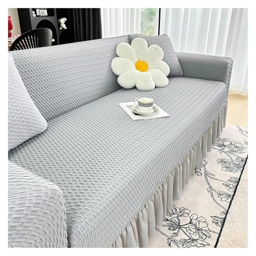 Housse de canapé velours extensible de qualité supérieure avec jupe chic